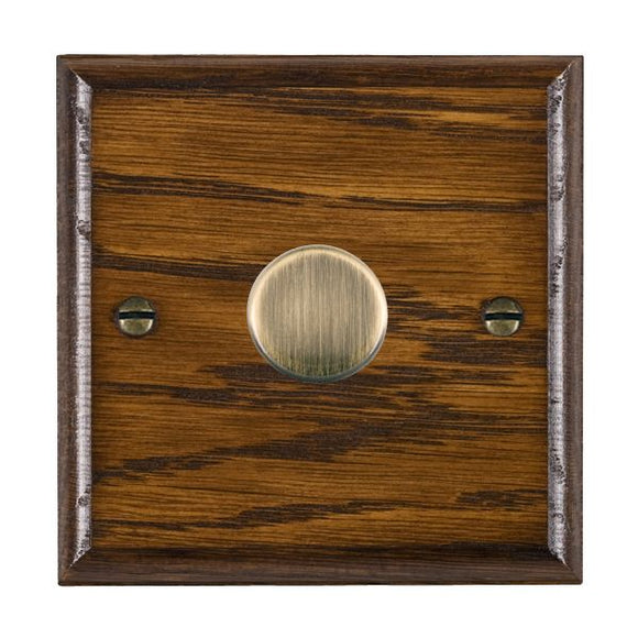 Hamilton WOD1XTEAB Woods Ovolo Dark Oak 1x250W/210VA Resistive/Inductive Trailing Edge Push On/Off Rotary Multi-Way Dimmer Antique Brass Insert