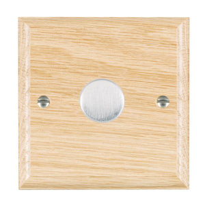 Hamilton WOL1X40SC Woods Ovolo Light Oak 1x400W Resistive Leading Edge Push On-Off Rotary 2 Way Switching Dimmer Satin Chrome Insert