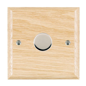 Hamilton WOL1XTEBC Woods Ovolo Light Oak 1x250W/210VA Resistive/Inductive Trailing Edge Push On/Off Rotary Multi-Way Dimmer Bright Chrome Insert