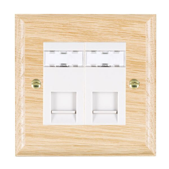 Hamilton WOL2J12W Woods Ovolo Light Oak 2 gang RJ12 Outlet - Unshielded White Insert