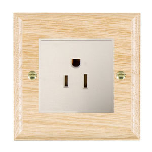 Hamilton WOL5258W Woods Ovolo Light Oak 1 gang 15A 110V AC American Unswitched Socket White Insert