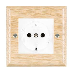 Hamilton WOL6126W Woods Ovolo Light Oak 1 gang 10/16A 220/250V AC German Unswitched Socket White Insert