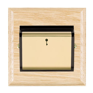 Hamilton WOLC11PB-B Woods Ovolo Light Oak 1 gang 10A (6AX) Card Switch On/Off with Blue LED Locator Polished Brass/Black Insert