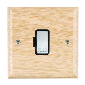 Hamilton WOLFOSC-B Woods Ovolo Light Oak 1 gang 13A Fuse Only Satin Chrome/Black Insert