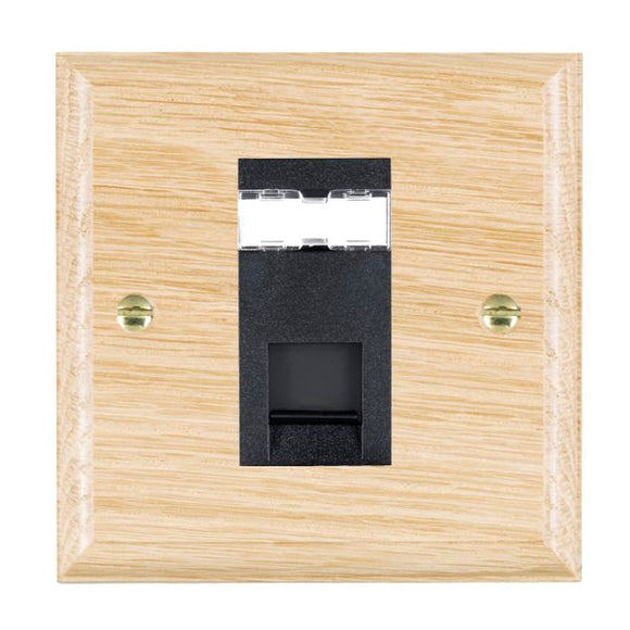 Hamilton WOLJ12B Woods Ovolo Light Oak 1 gang RJ12 Outlet - Unshielded Black Insert