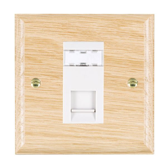 Hamilton WOLJ45W Woods Ovolo Light Oak 1 gang RJ45 CAT 5E Outlet - Unshielded White Insert