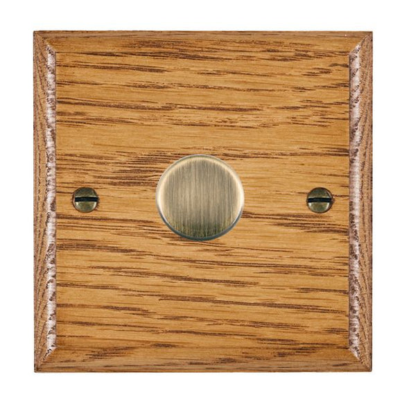 Hamilton WOM1X40AB Woods Ovolo Medium Oak 1x400W Resistive Leading Edge Push On-Off Rotary 2 Way Switching Dimmer Antique Brass Insert