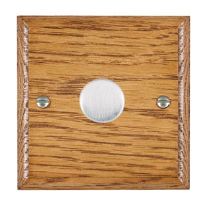 Hamilton WOM1X40SC Woods Ovolo Medium Oak 1x400W Resistive Leading Edge Push On-Off Rotary 2 Way Switching Dimmer Satin Chrome Insert