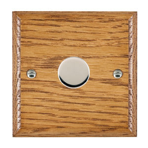 Hamilton WOM1XTEBC Woods Ovolo Medium Oak 1x250W/210VA Resistive/Inductive Trailing Edge Push On/Off Rotary Multi-Way Dimmer Bright Chrome Insert