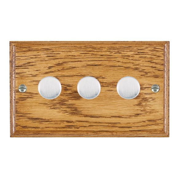 Hamilton WOM3XLEDITB100SC Woods Ovolo Medium Oak 3g 100W LED 2 Way Push On/Off Rotary Dimmer Satin Chrome Insert