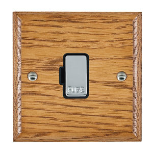 Hamilton WOMFOBC-B Woods Ovolo Medium Oak 1 gang 13A Fuse Only Bright Chrome/Black Insert